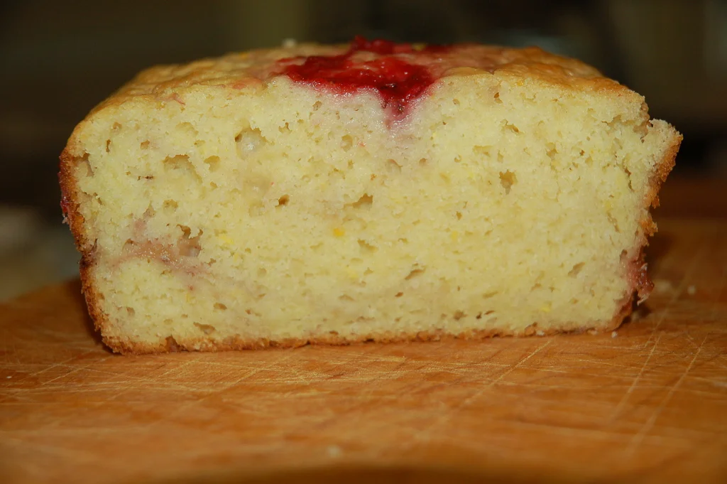 French Yogurt Cake with a Strawberry-Rhubarb Swirl