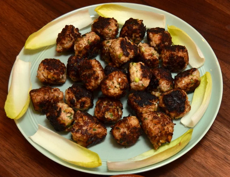Turkey-Chickpea-Walnut Meatballs with Walnut Yogurt Sauce