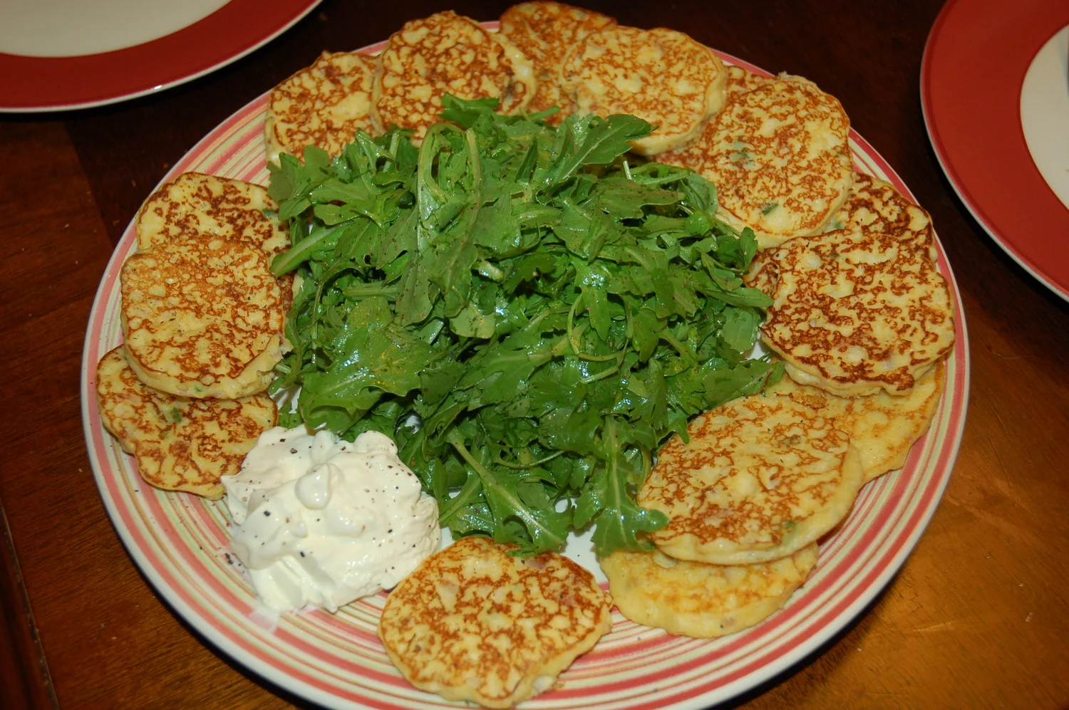 Corn Cakes with Citrus Greens
