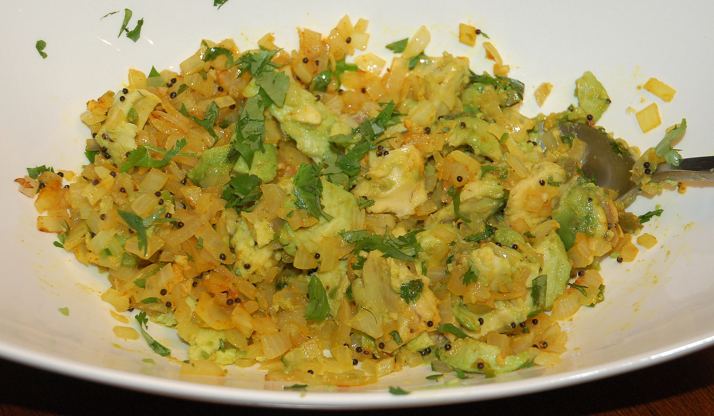 Avocado Mash with Curry and Mustard Seeds