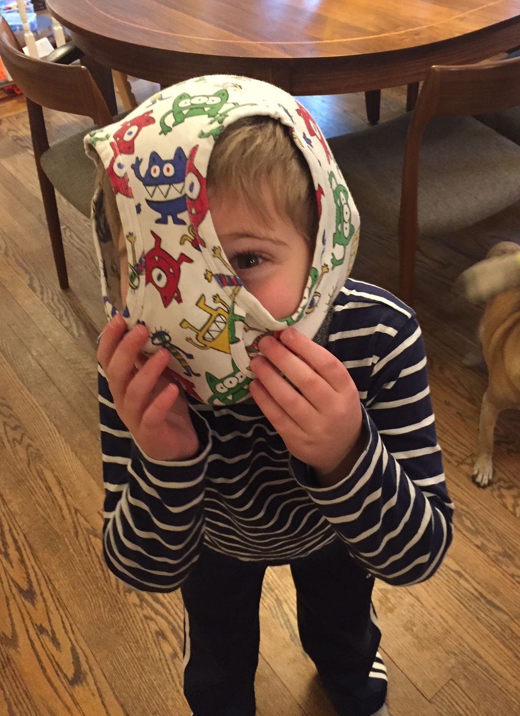 An easily roped-in friend (love this kid)