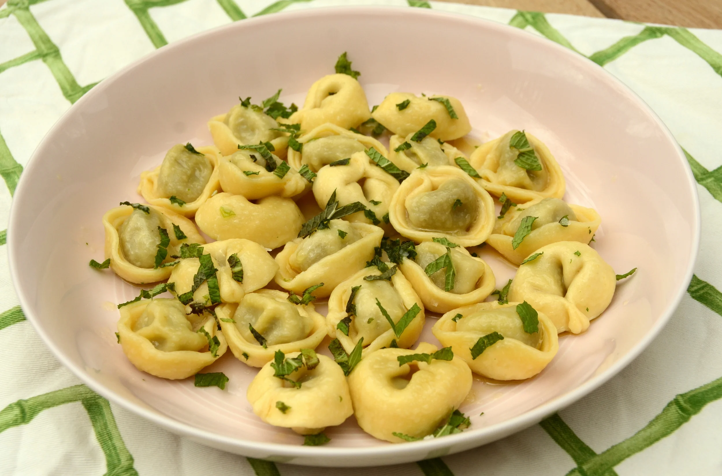 spring pea tortellini with mint-lemon butter