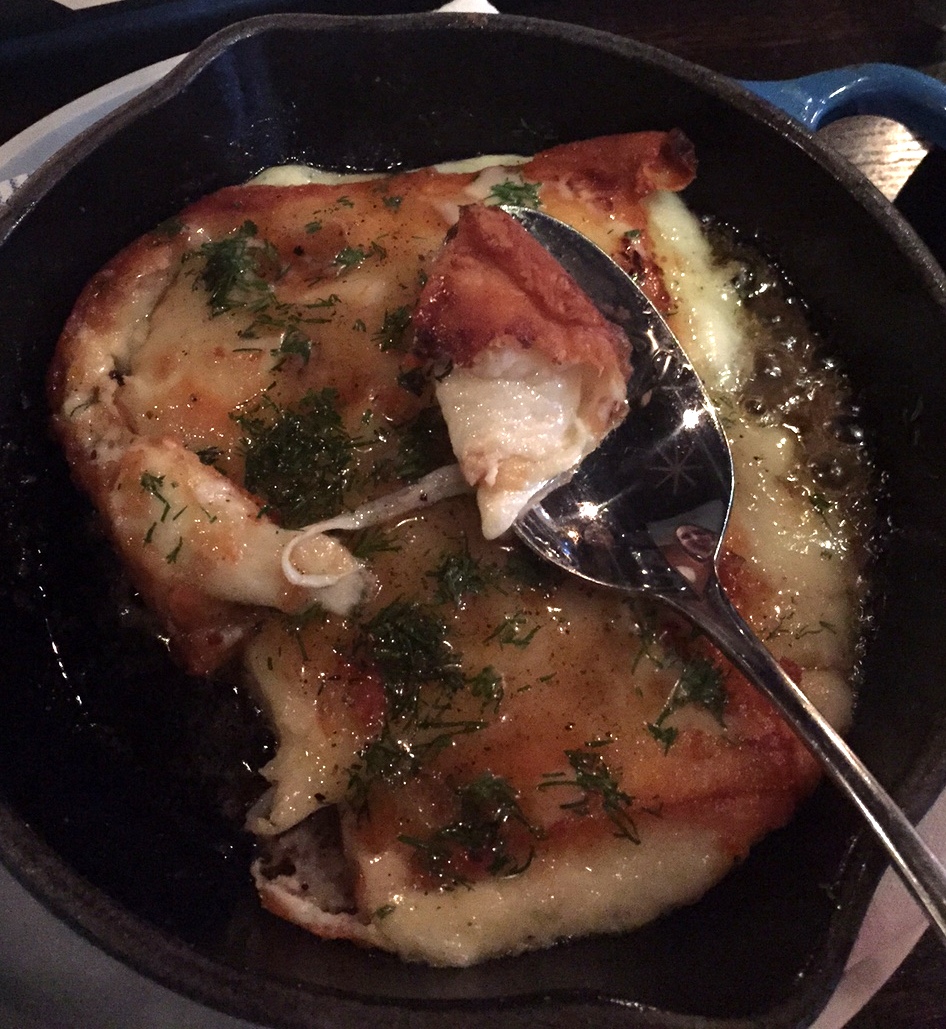 saganaki (flamed cheese with lemon and a spicy honey on top)