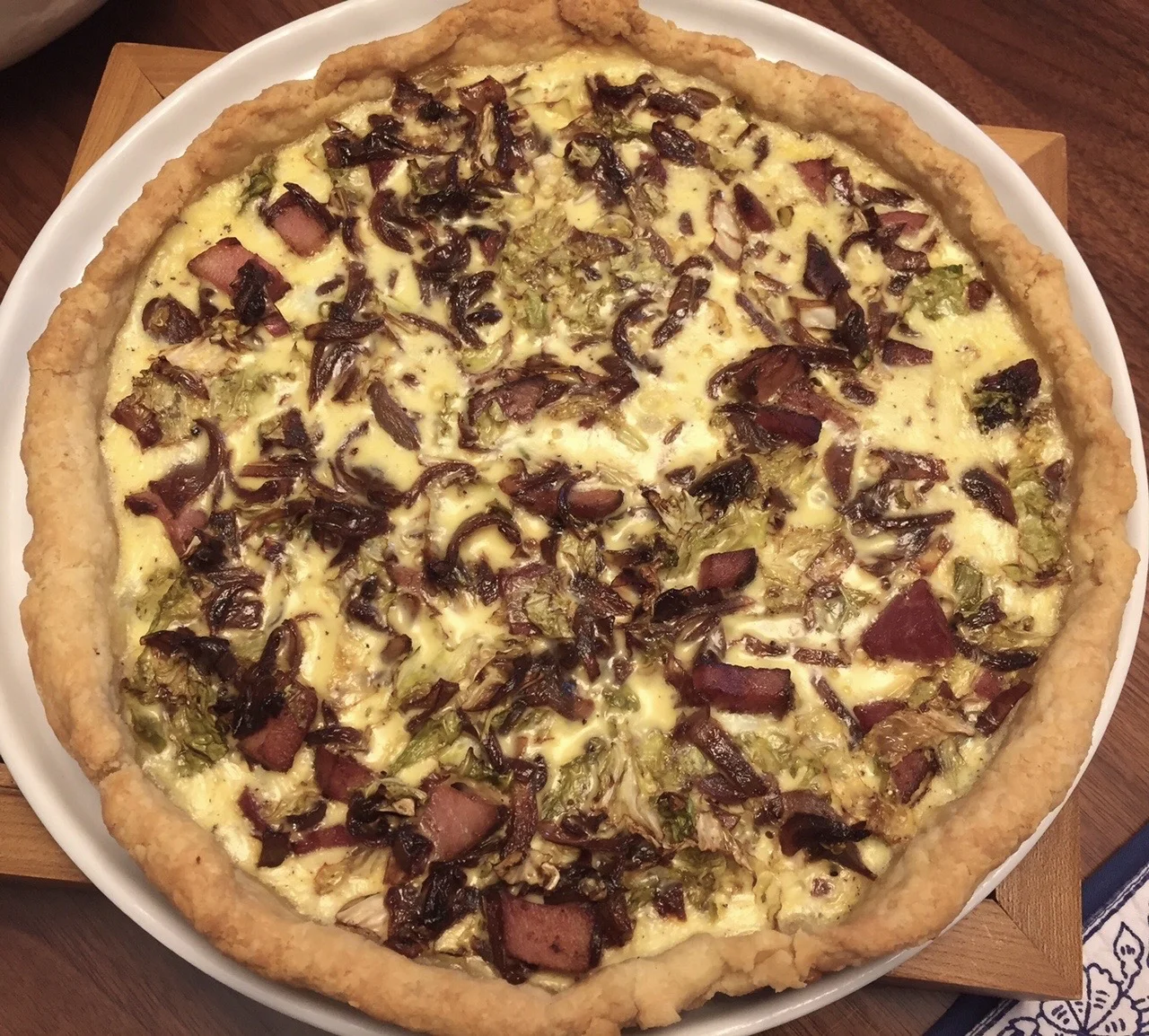 caramelized shallot, cabbage and tasso tart