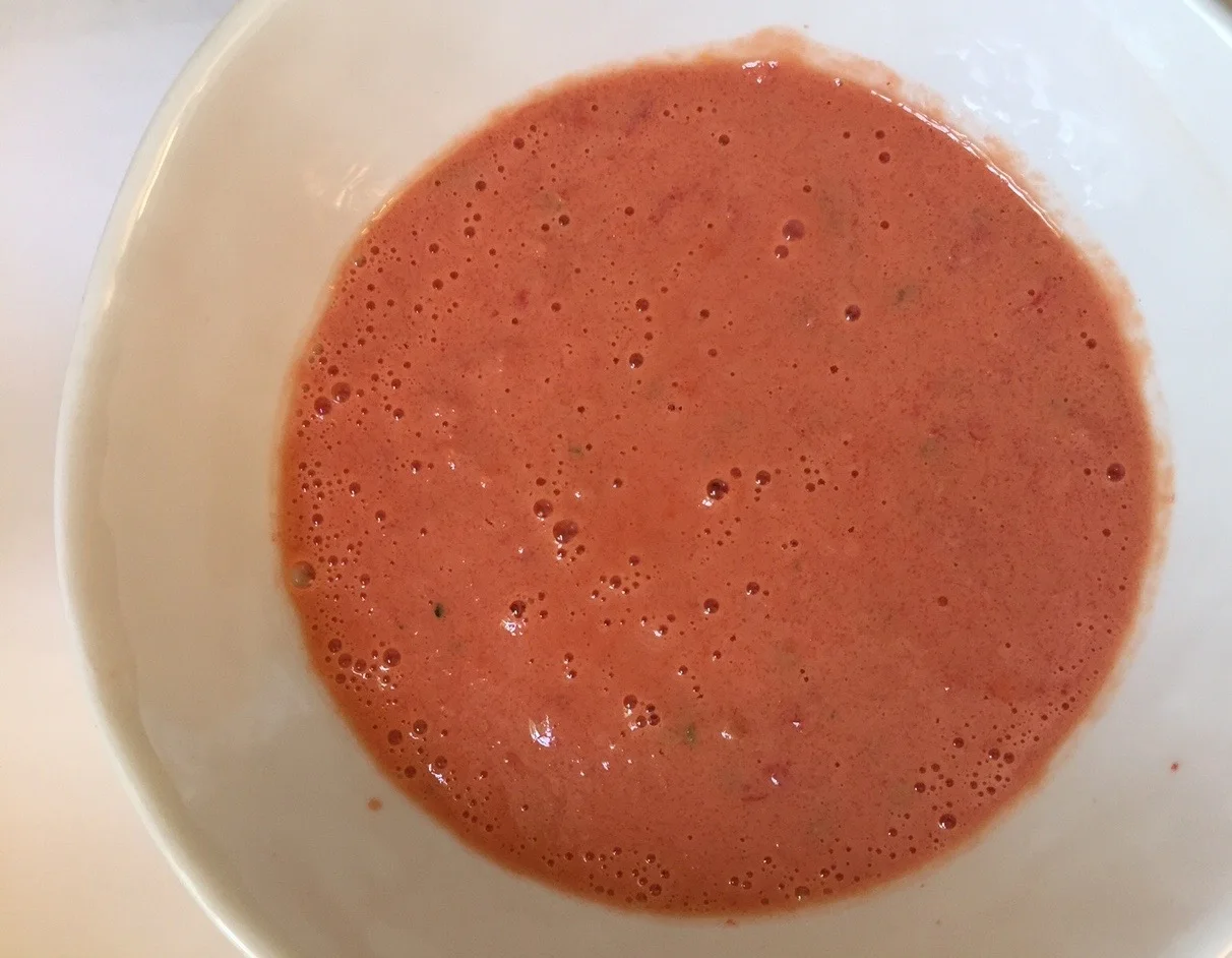 pretty in pink cold tomato soup