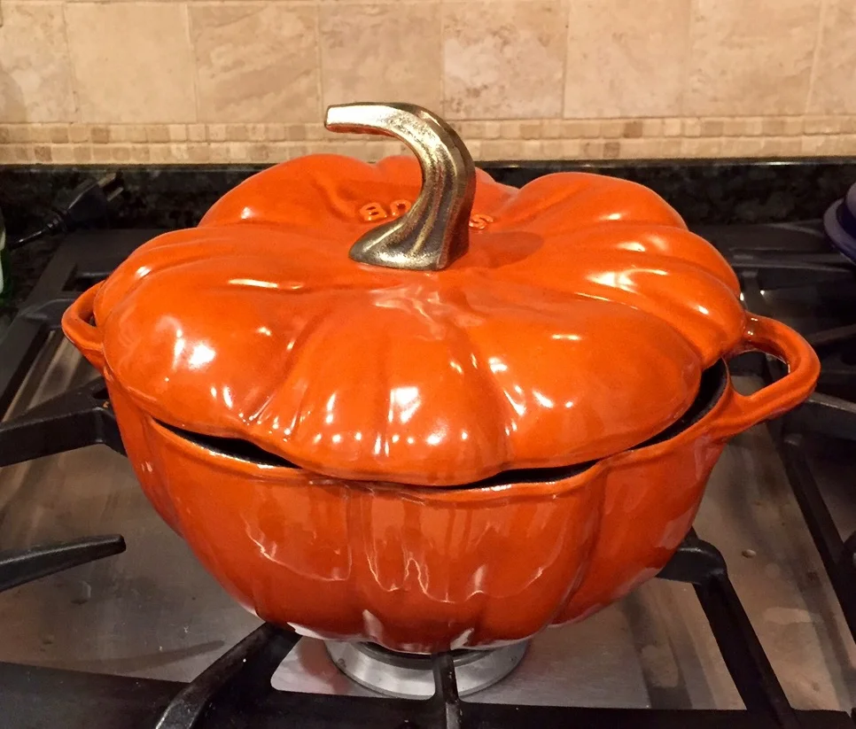 a pumpkin pot for tomato soup
