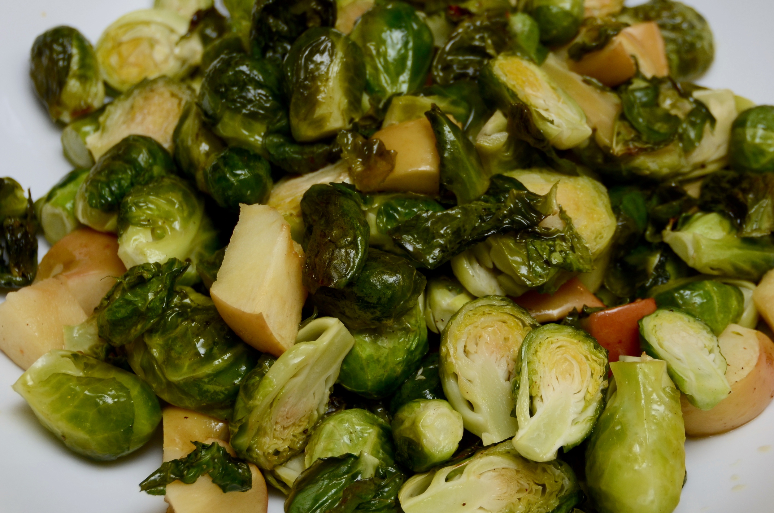 Mustardy maple Brussels sprouts and apples