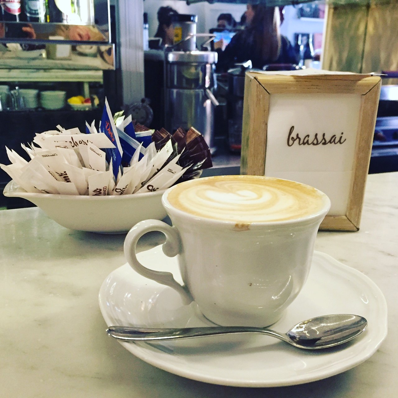 A morning cappuccino at Brassai.