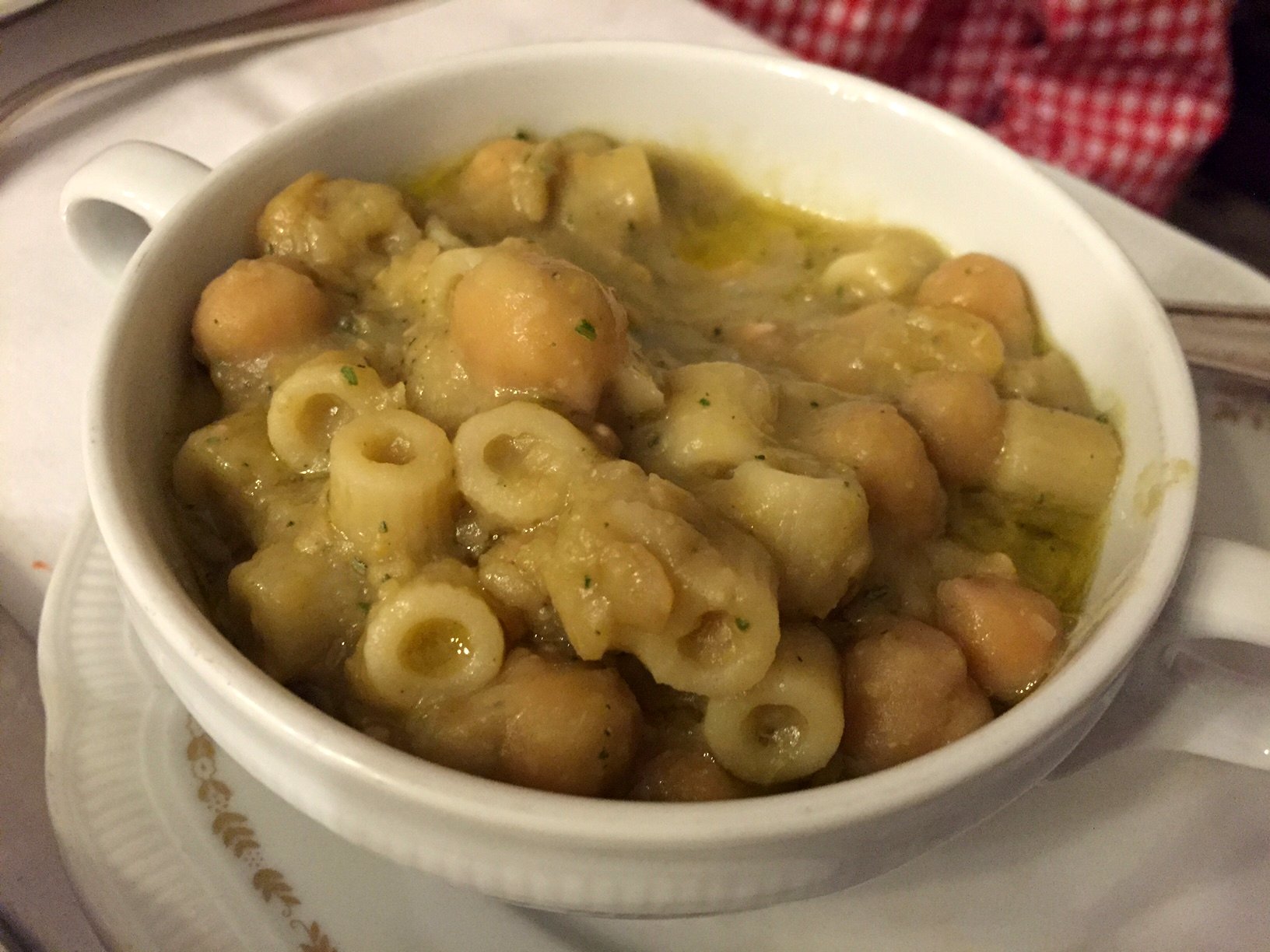Pasta e ceci (ditali with chickpeas and a lot of fresh rosemary; amazing)