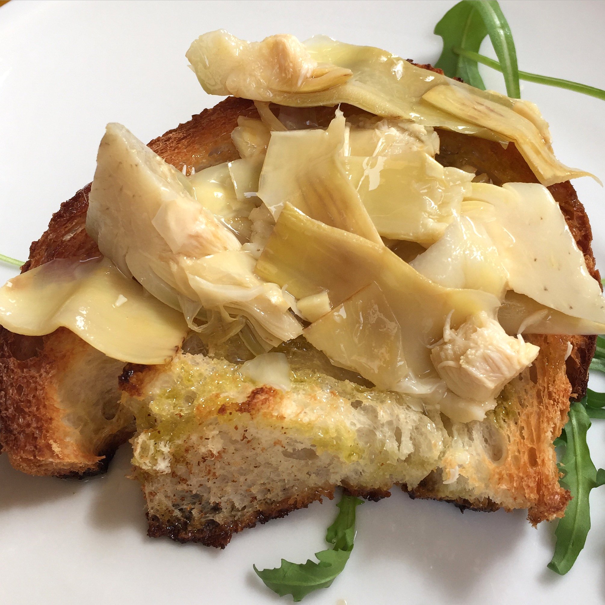 Artichoke crostini; a delicious part of lunch.