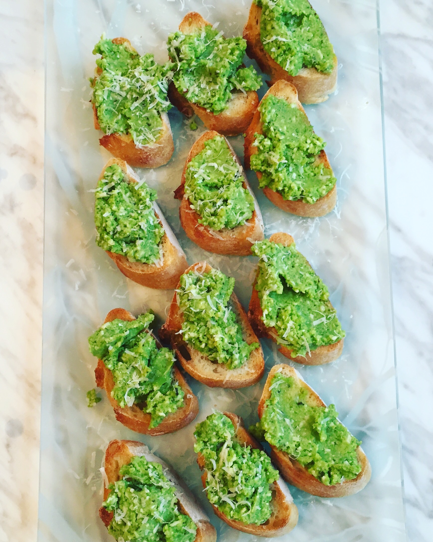 fava bean and mint crostini