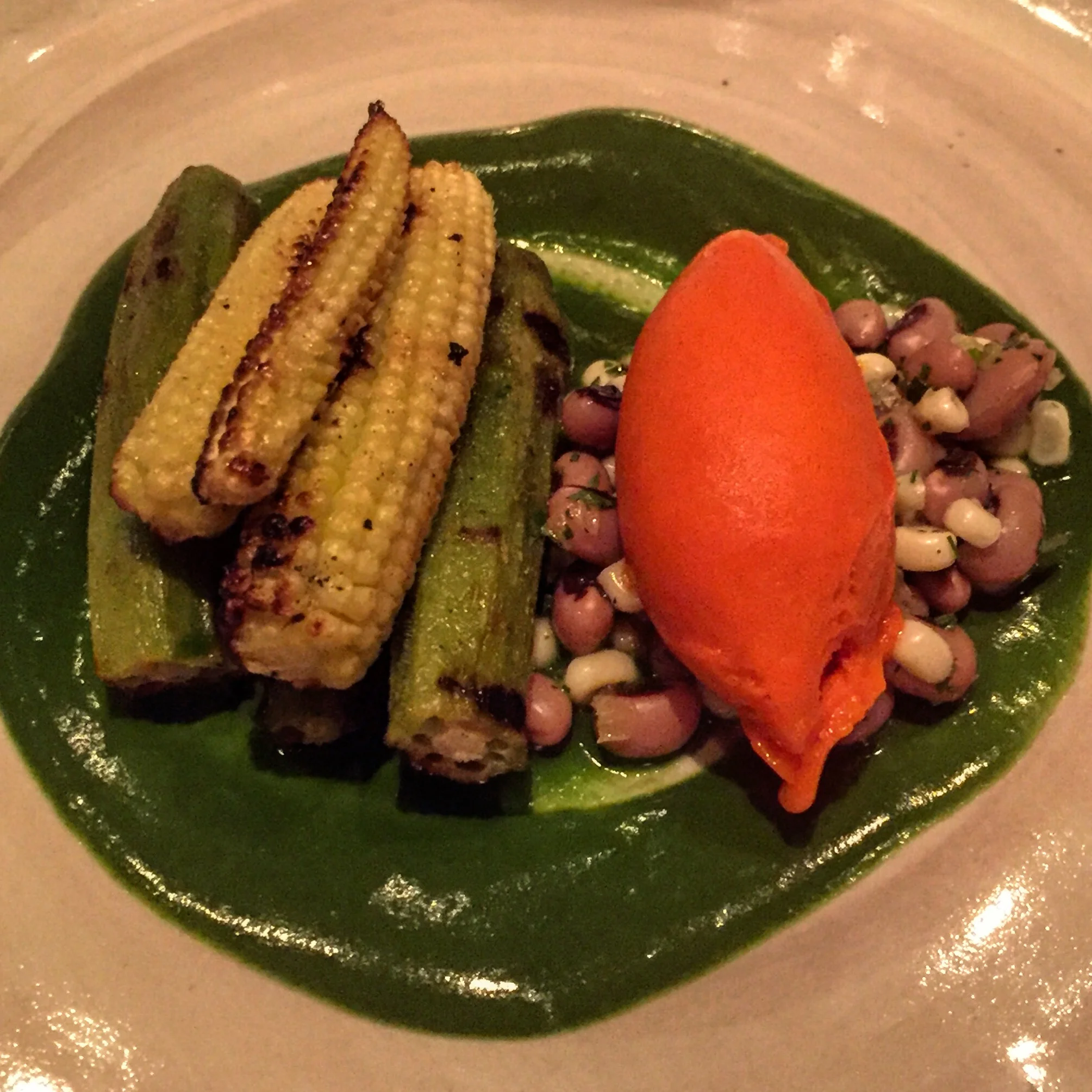 Yep, that is straight up red pepper sorbet.