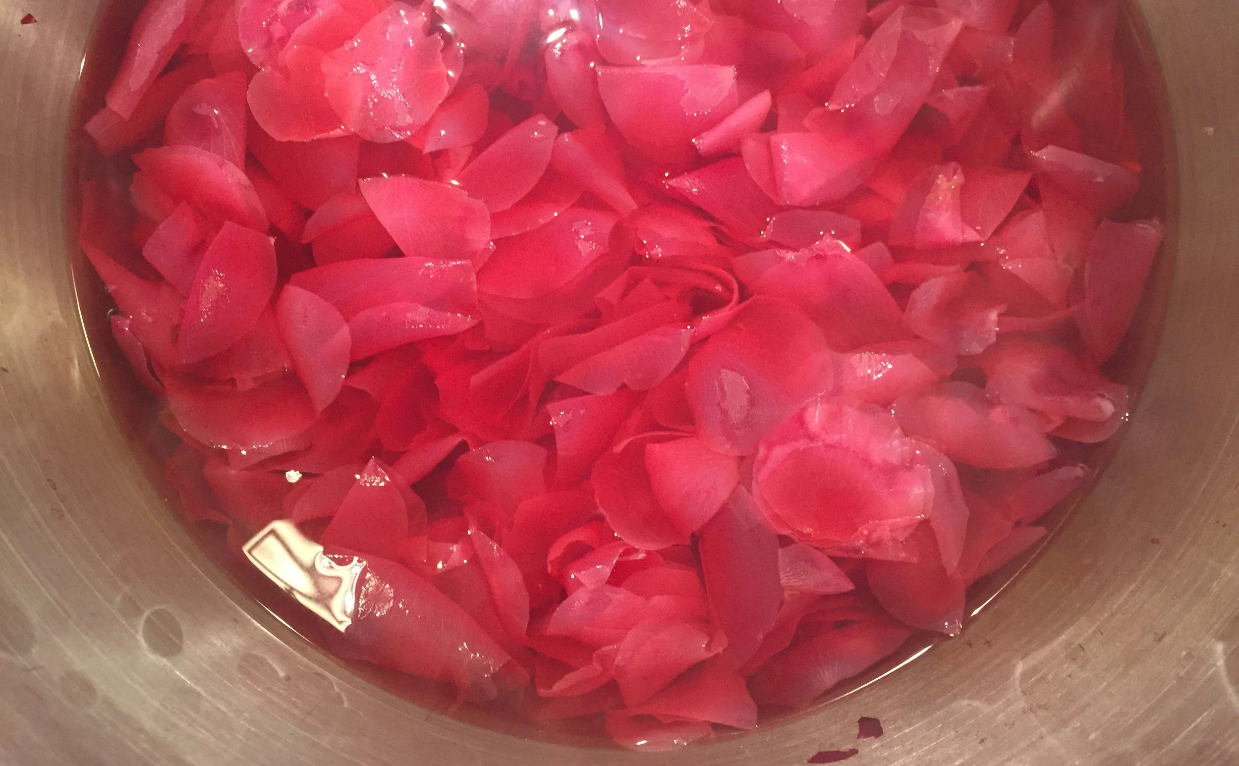 ethereal petals in rose red water