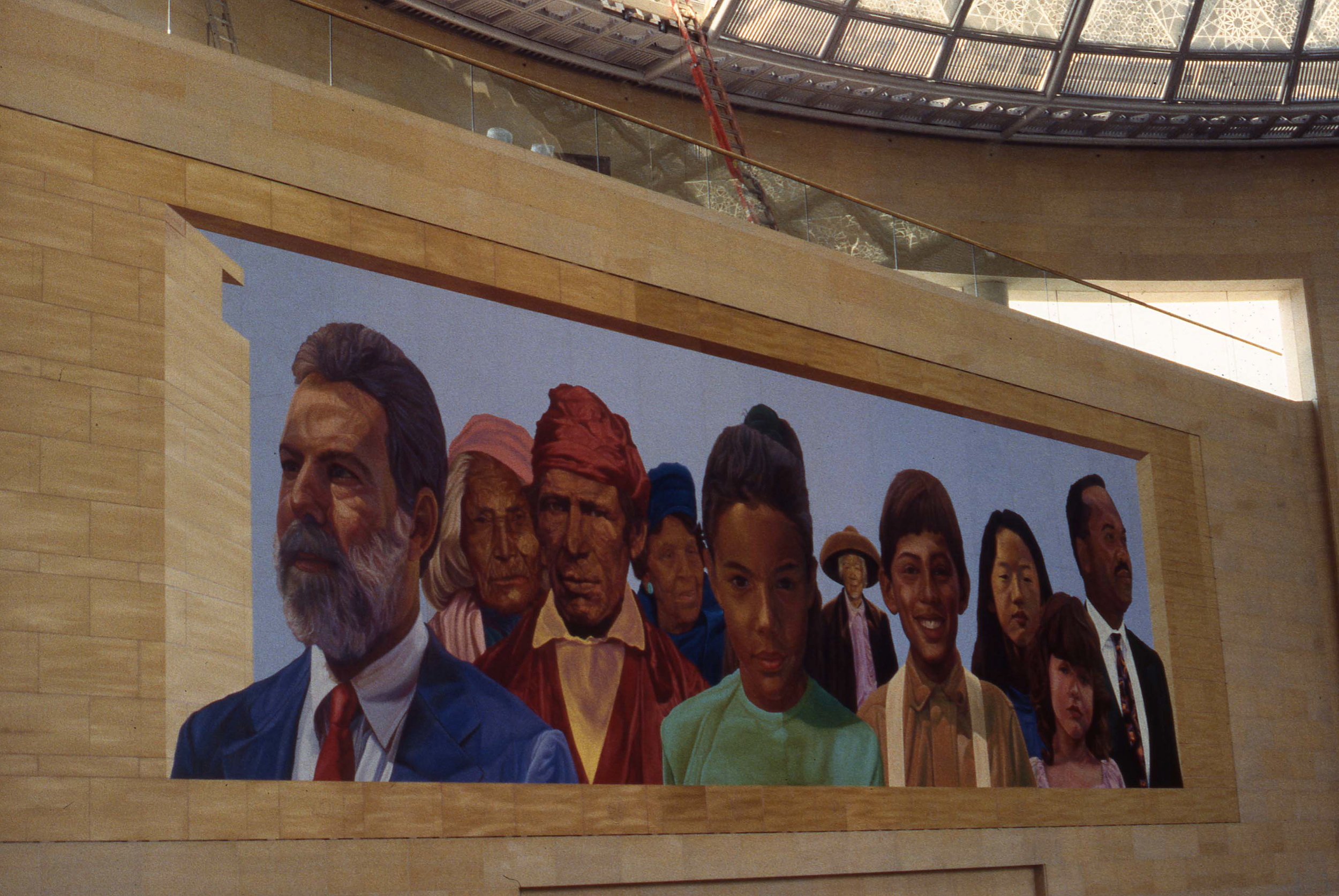   "City of Dreams/River of History", Angle view    1996 Oil on honeycomb aluminum   22 x 78 feet   © Richard Wyatt Jr.  