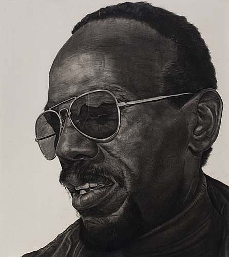   “Man Wearing Sunglasses”    1981 Pencil on wove paper   49 x 43 inches   © Richard Wyatt Jr.  