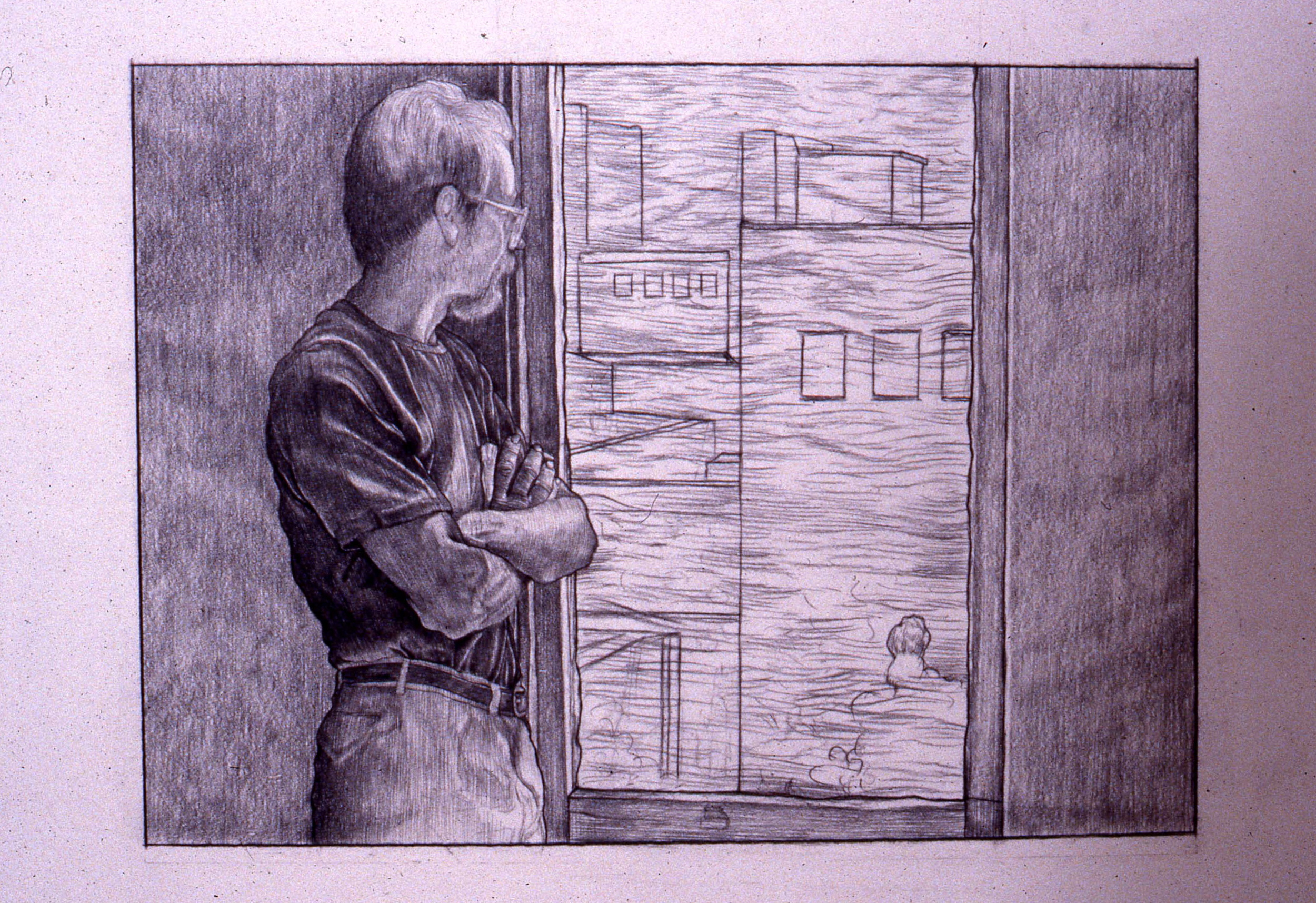   “Study For Terry's View”    1989 Charcoal on pencil   4&nbsp;x 6&nbsp;inches   © Richard Wyatt Jr.  