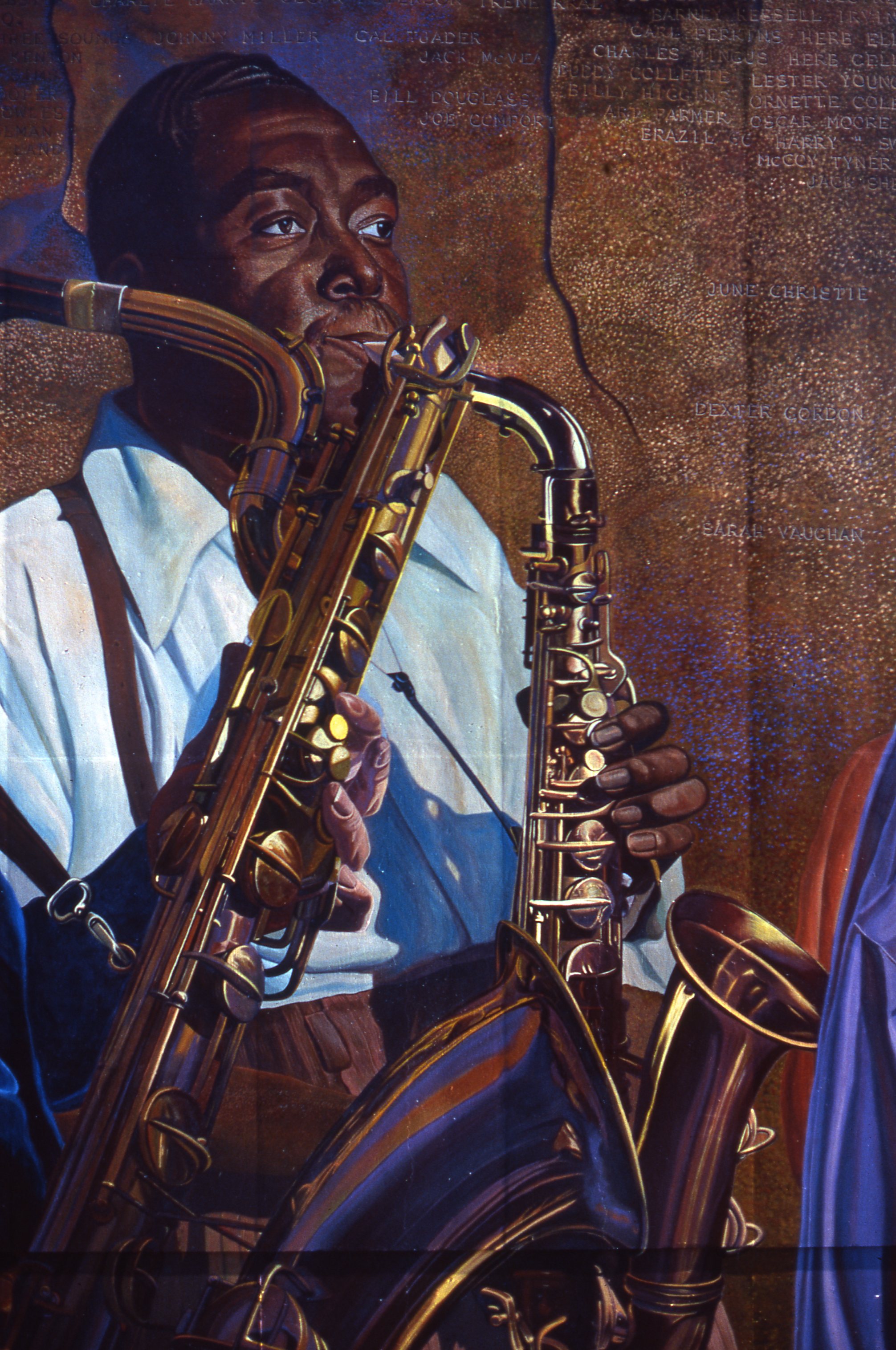   "Hollywood Jazz: 1945-1972", Detail    1991 Acrylic on concrete   26&nbsp;x 88 feet   © Richard Wyatt Jr.  