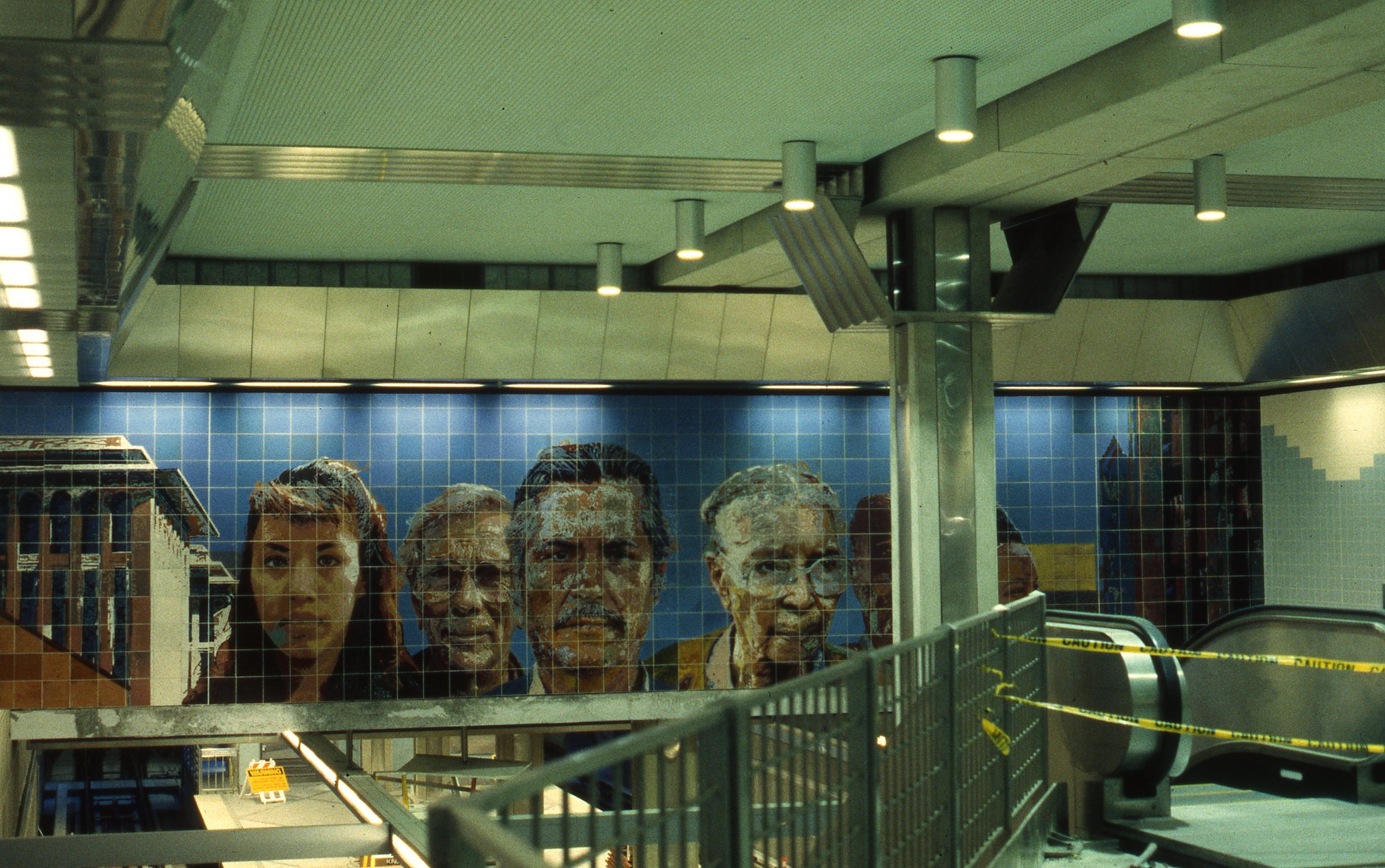   "People Coming, People Going", East wall    1996   Ceramic Tile   10 x 50 feet   © Richard Wyatt Jr.&nbsp;  