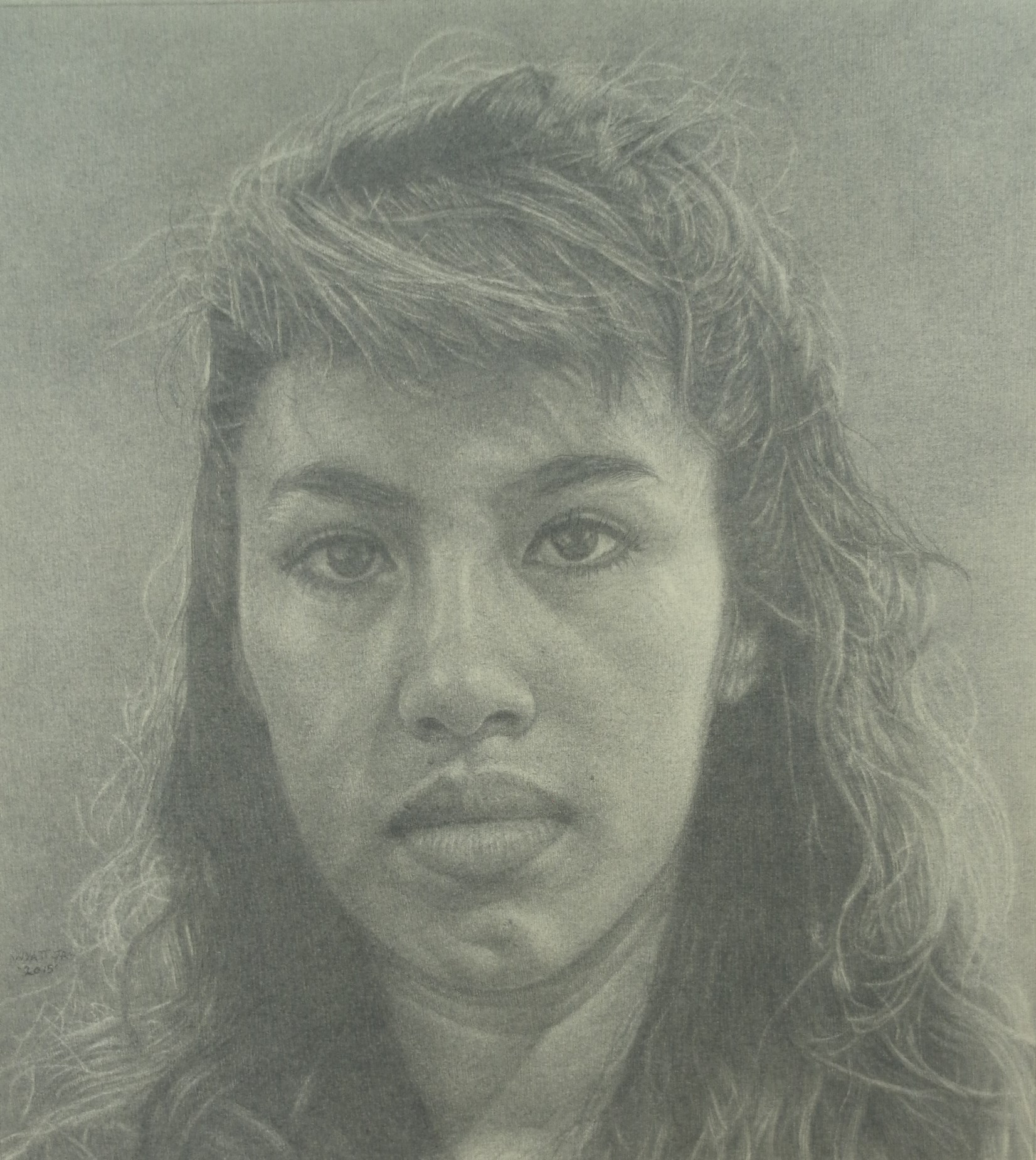  “Blanca (Drawing from the People Coming, People Going Mural located at Wilshire/Western Subway Station, Los Angeles, CA)”    2015 Pencil on wove paper   10   ⅝&nbsp;   x 11 ⅝ inches   © Richard Wyatt Jr.  