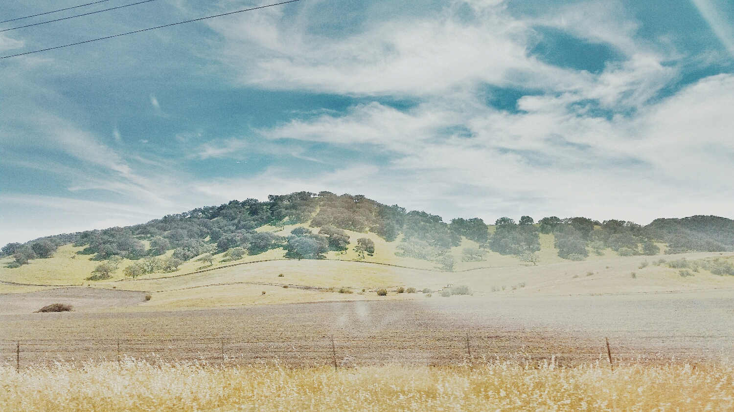 The Santa Ynez Valley shot from a moving vehicle on highway 101.