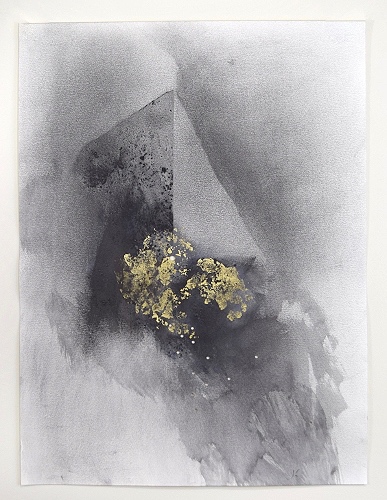 Terrain Study 24 2017, graphite, 23k gold on paper with holes 24” x 18 ¼” (in private collection, Lyons, CO)