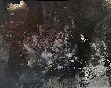 Terrain Study 4 2016, mineral and insect pigments, antique sumi ink on paper framed, 18" x 24" (in private collection, Litchfield, CT)
