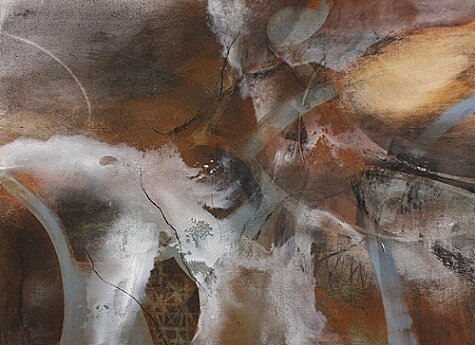 Symbiosis 18, 2010, mineral pigments, graphite, shell white on panel30" x 40" (in private collection Houston, TX)