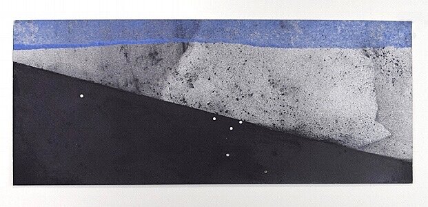 Terrain Study 272017, mineral pigments, graphite, sumi on paper with holes7” x 17” (collection of artist)