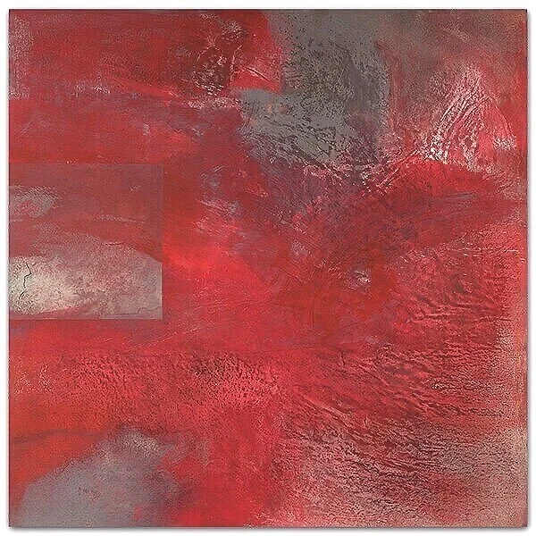Drawing Ground 72019, minerals, red pigment, shell gesso, silver on linen40” x 40”