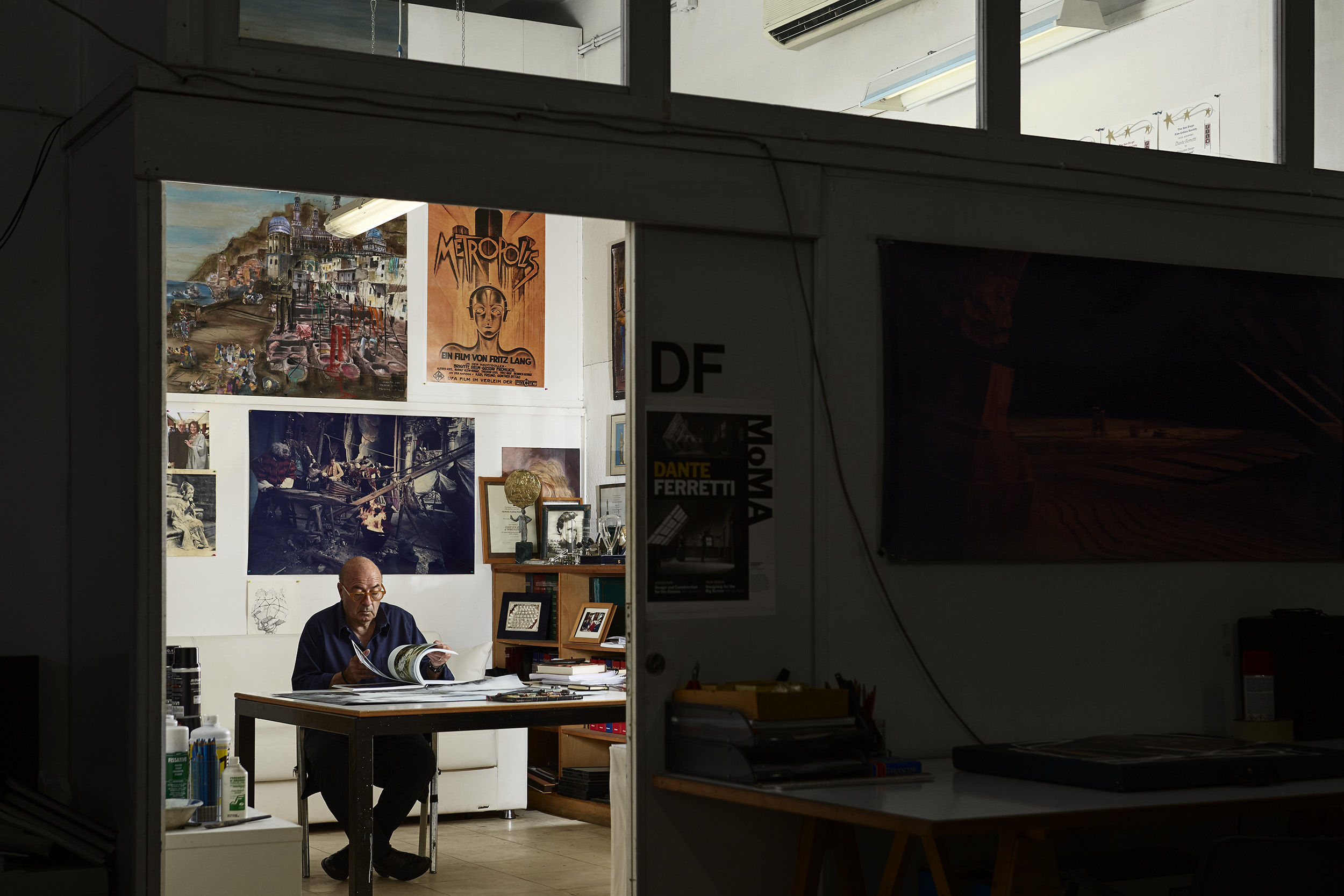 Dante Ferretti in his studio on the lot of Cinecittà Studios, located in Rome. For the New York Times Style Magazine