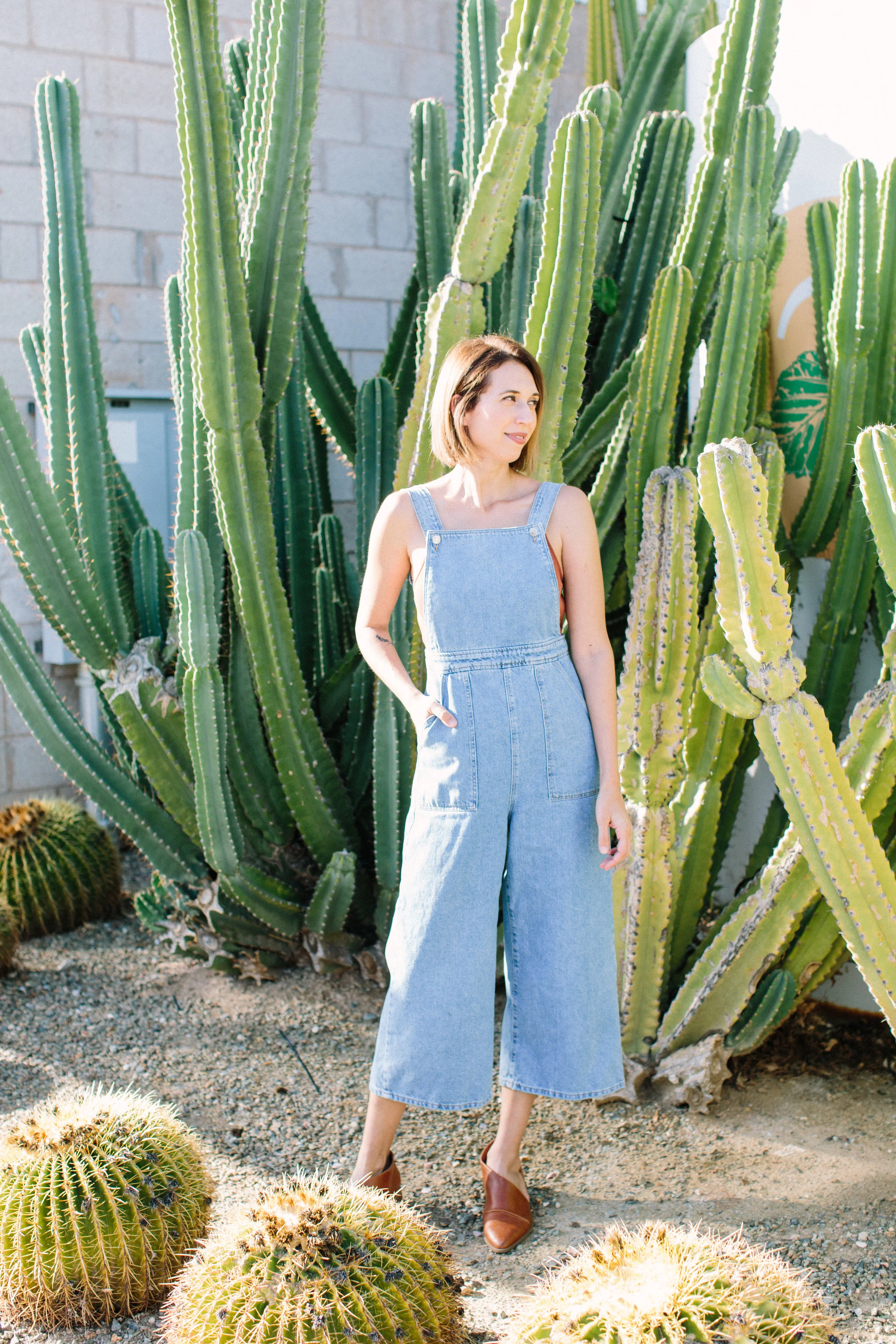 wide leg cropped overalls
