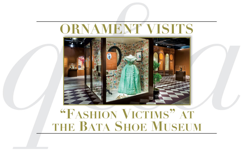 “FASHION VICTIMS” INSTALLATION featuring a nineteenth-century English or French dress and William Morris wallpaper, both containing arsenical green. Like many of Morris’s wallpapers this pattern was tinted with arsenic for the simulated garden and mercury for the vermilion red roses. 