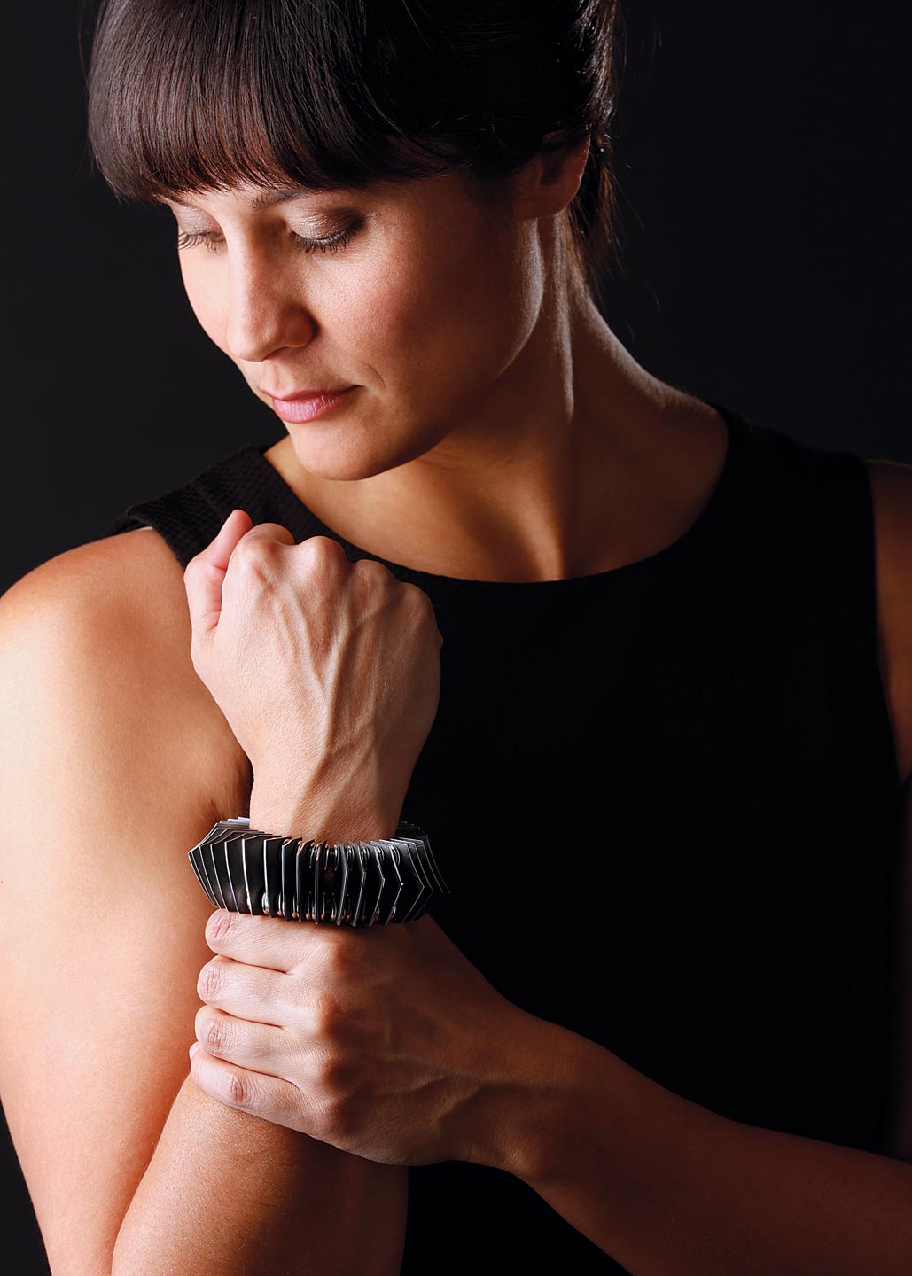 JUSTINE GAGNON. Monsieur Bracelet of sterling silver and plastic tube, Second Place Emerging Jewelry Artist.