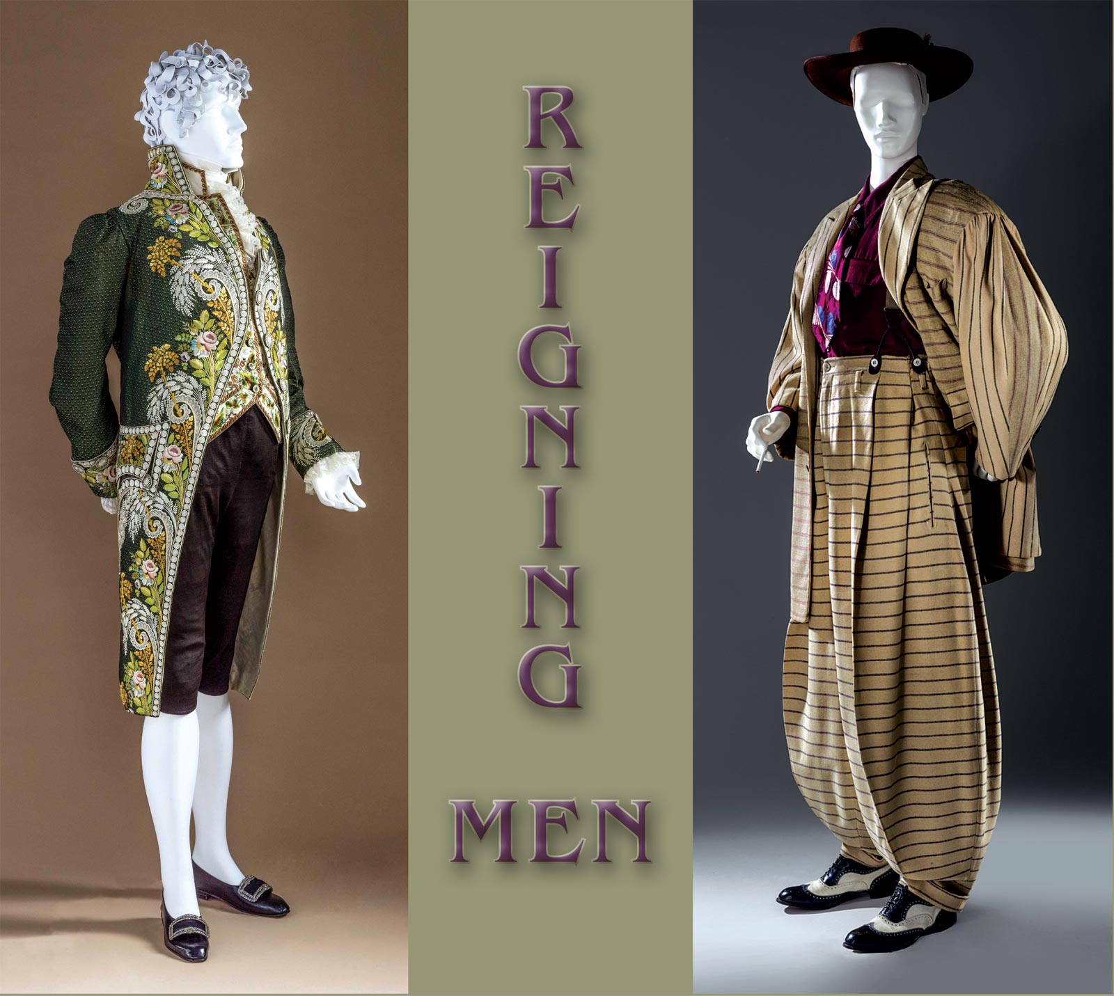 SILK COAT with silk embroidery, France, circa 1800. ZOOT SUIT of wool and twill, with spectator shoes of leather and suede, United States, 1940-42. Photographs courtesy of the Los Angeles County Museum of Art, © Museum Associates/LACMA.