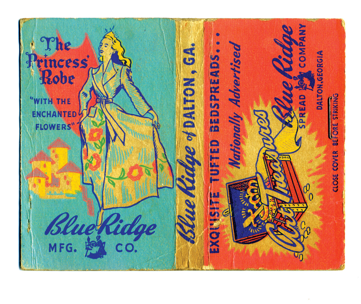 MATCHBOOK COVER advertisement for Blue Ridge Manufacturing Company, circa 1945. Private Collection.