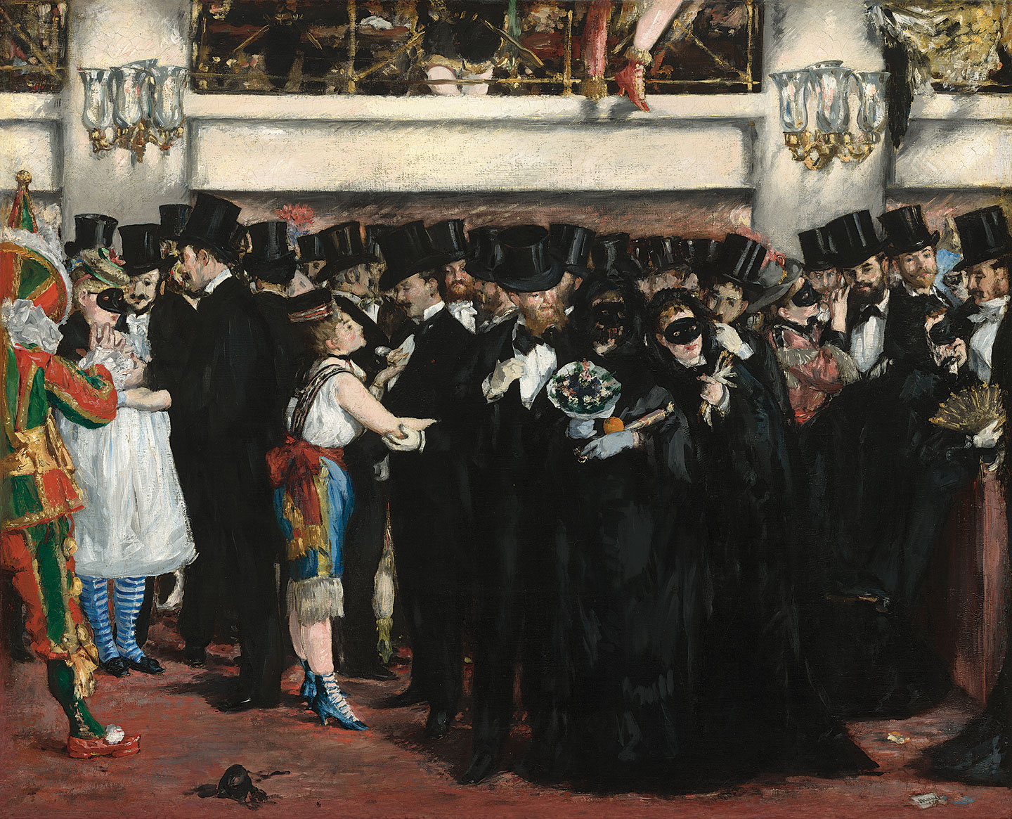 MASKED BALL AT THE OPERA by Édouard Manet, oil on canvas, 59.1 x 72.5 centimeters, 1873. Courtesy of National Gallery of Art, Washington .