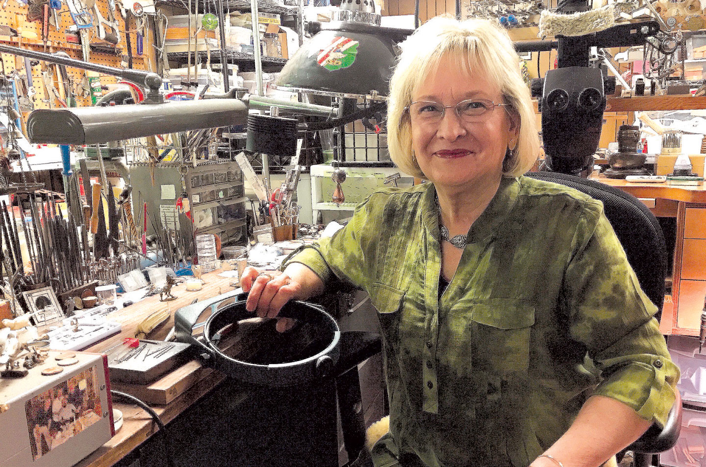 BARBARA MANN in her studio. Photograph by Bill Mann.