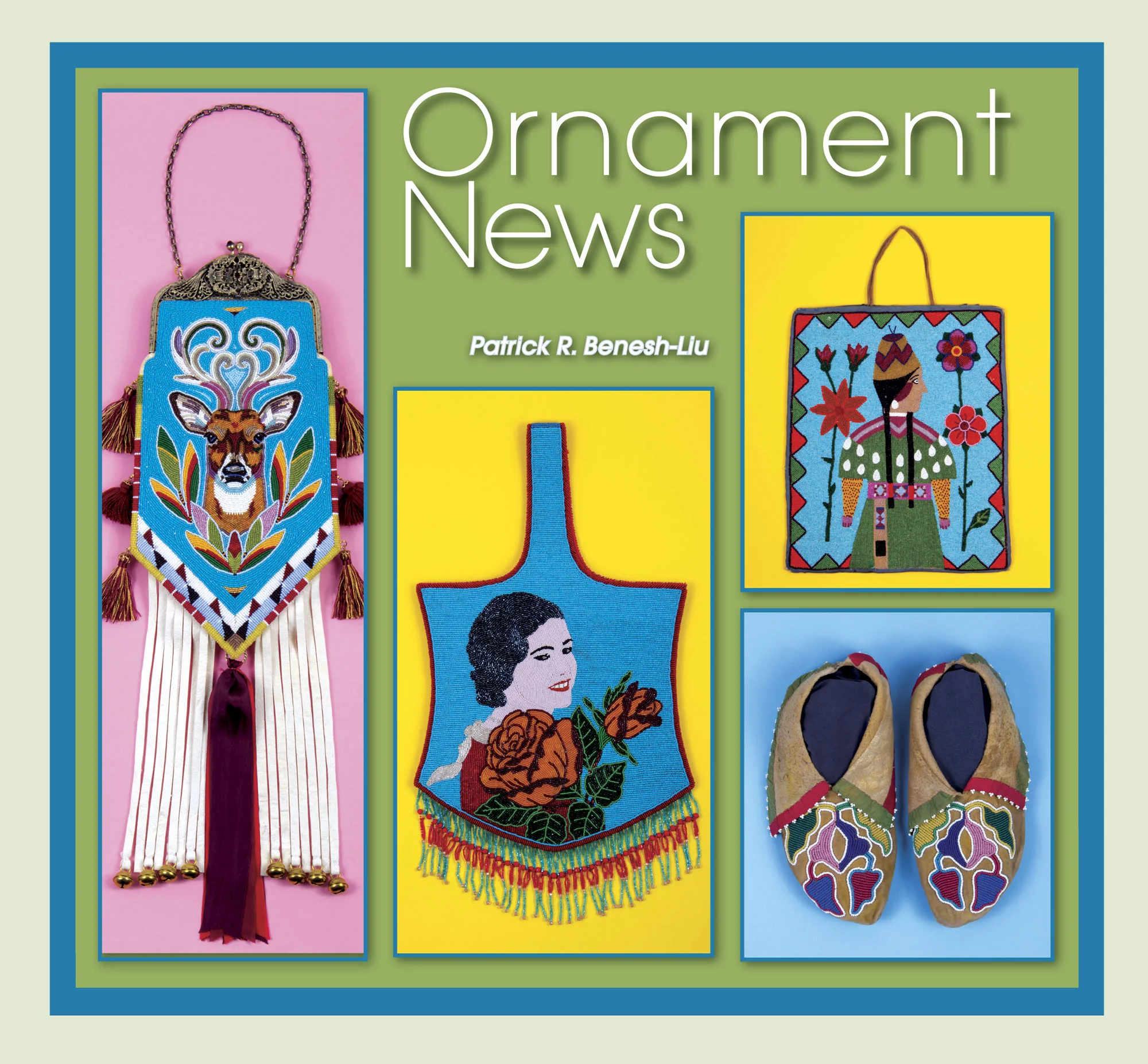 WHEELWRIGHT MUSEUM: Bag Depicting A White-Tailed Deer by Sandra Okuma, (Luiseño/Shoshone-Bannock), two flat bags from the Plateau region, and Sauk/Fox tribes man’s moccasins. Photographs courtesy of Wheelwright Museum .