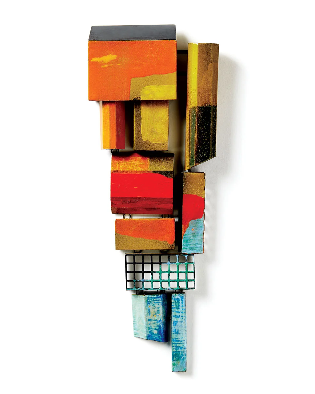 COLOR LANDSCAPE #1 NECKLACE/BROOCH of steel, enamel, 27.9 x 10.2 x 2.5 centimeters, 2017. Photograph by Dasha Wright.