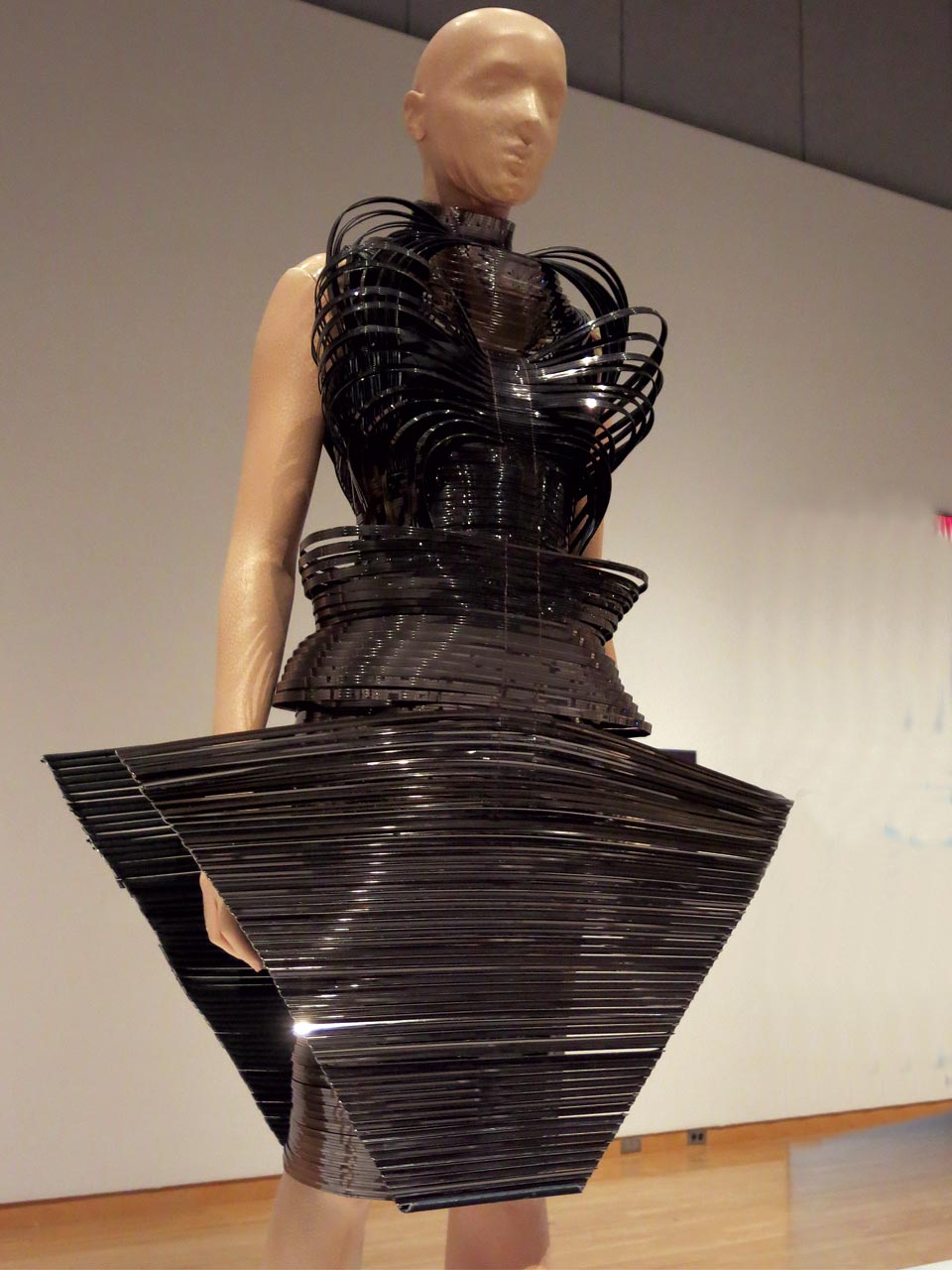 MICRO DRESS from 2012 collection of metallic coated stripes, tulle and cotton. Photograph by Patrick R. Benesh-Liu.