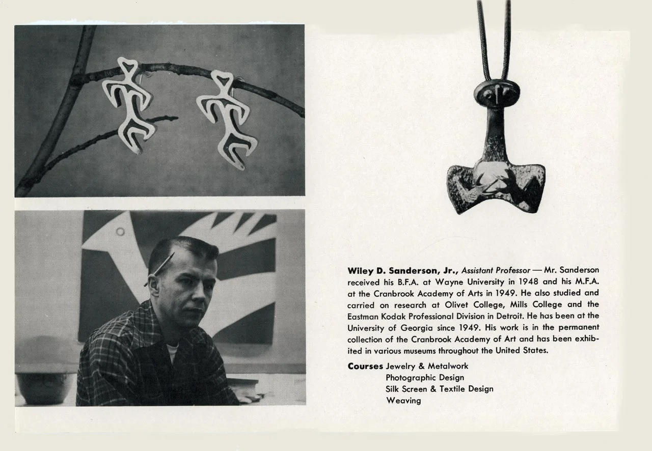 WILEY SANDERSON PAGE in a promotional packet for the University of Georgia’s art department, circa 1955. Courtesy of Hargrett Rare Book and Manuscript Library, University of Georgia Libraries.