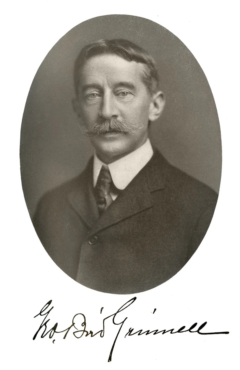 GEORGE BIRD GRINNELL (1849–1938). Born in Brooklyn, Grinnell played a seminal role in American conservation. In 1886, Grinnell founded the Audubon Society of New York, the forerunner of the National Audubon Society (1905). He launched it from its publication Audubon Magazine as “an association for the protection of wild birds and their eggs.”
