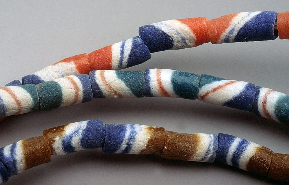 Cylindrical African powder glass beads. RKL