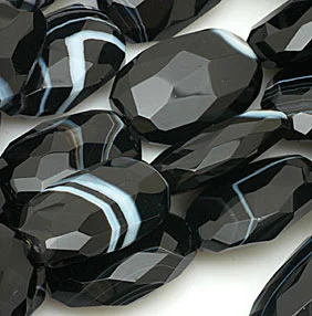 Black and white banded agate beads. CW
