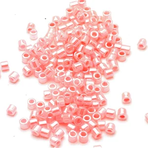 Japanese size 8 Pink Ceylon glass Delica seed beads. CW