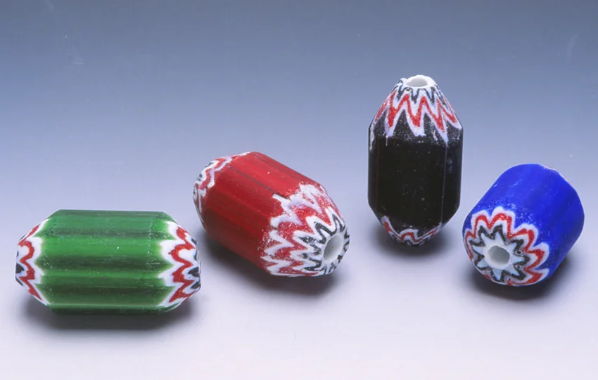 Indian chevron beads before they improved their technique. There are now also Chinese made chevron beads of good quality. RKL