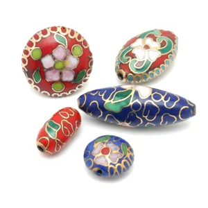 Various contemporary cloisonné beads, probably of Asian origin. CW