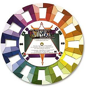 Color wheel used for finding harmonious color combinations with beads. CW