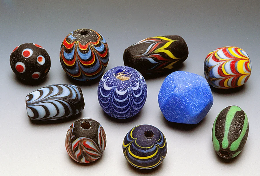 Contemporary Indonesian combed glass beads. RKL