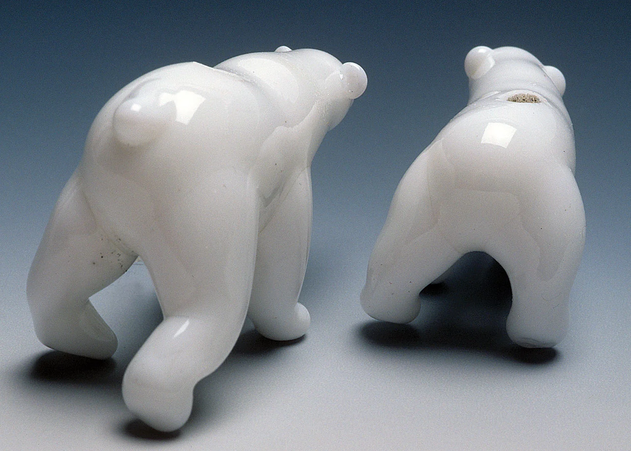 TUCSON BEAD SYMPOSIUM: Shown are polar bear beads by Phyllis Clarke.